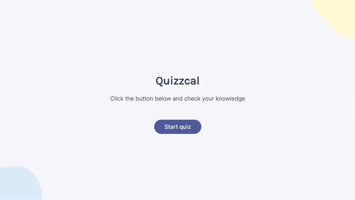 screenshot of quiz start page